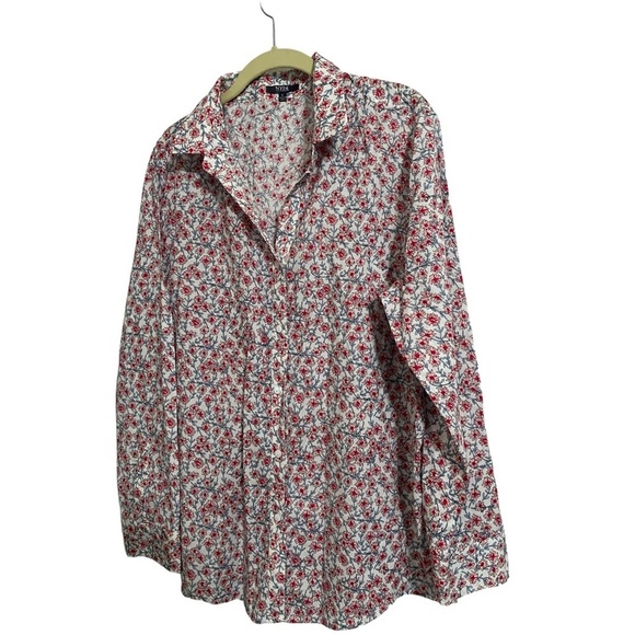 NYDJ women’s button down shirt multicolored floral 100 % cotton size L - Picture 6 of 7